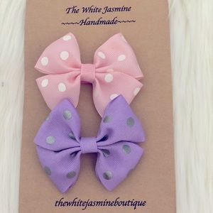 Set of 2 Infants—Girls Polka Dot Hair Clips